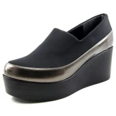 Erkan Saçmacı Sofia Platin Streç Yuvarlık Burun Dolgu Topuklu Günlük Ayakkabı - 1