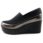 Erkan Saçmacı Sofia Platin Streç Yuvarlık Burun Dolgu Topuklu Günlük Ayakkabı - 3