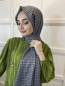 Siyane Scarf Pamuk Soft Şal, Geometrik Desen  01016  GRİ thumbnail 2
