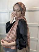 Siyane Scarf Pamuk Soft Şal, Geometrik Desen  01016  TURUNCU FÜME thumbnail 2