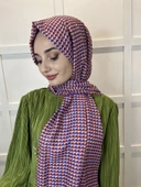 Siyane Scarf Pamuk Soft Şal, Geometrik Desen  01016  TURUNCU LİLA thumbnail 2
