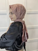 Siyane Scarf Pamuk Soft Şal, Geometrik Desen  01016  ACI KAHVE thumbnail 3