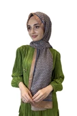 Siyane Scarf Pamuk Soft Şal, Geometrik Desen  01016  AÇIK KAHVE thumbnail 1