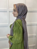 Siyane Scarf Pamuk Soft Şal, Geometrik Desen  01016  AÇIK KAHVE thumbnail 3