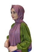 Siyane Scarf Pamuk Soft Şal, Geometrik Desen  01016  TURUNCU LİLA thumbnail 1