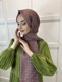 Siyane Scarf Pamuk Soft Şal, Geometrik Desen  01016  TURUNCU LACİVERT thumbnail 2