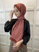 Siyane Scarf Pamuk Soft Şal, Geometrik Desen  01016  KİREMİT thumbnail 2