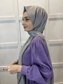 Piramit Monogram Şal, Özel Desenli Elegant Şal 01008  KOYU GÜMÜŞ - 2