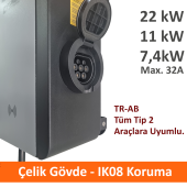Power Elektronik Mobil 22kW-11kW-7,4kW Elektrikli Araç Şarj İstasyonu-Rfid Kart- Okut Çalıştır - 3