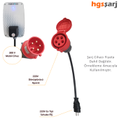 5 Metre Dönüştürücü Adaptör. 380V Güç Kaynaklı Elektrikli Araç Şarj Cihazını 220V dönüştürür - 4