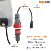20 Metre Dönüştürücü Adaptör. 380V Güç Kaynaklı Elektrikli Araç Şarj Cihazını 220V dönüştürür - 3