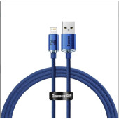 BASEUS CRYSTAL SHINE MAVİ 2.4A 120 CM USB TO LIGHTNING ŞARJ KABLOSU - 1
