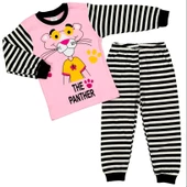 PEMBE PANTER 1-2-3 YAŞ ÇOCUK 2Lİ PAMUKLU ALT ÜST PİJAMA TAKIM - 1