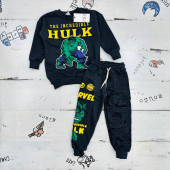 Hulk Baskılı Marvel Antresit Erkek Çocuk Eşofman Pijama Alt Üst Takım - 4