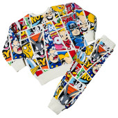 Çizgi Karakterli Krem Erkek Çocuk Eşofman Pijama Alt Üst Takımı - 1