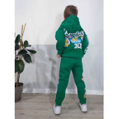 Mickey Mouse Çizgi Karakterli Yeşil Kapüşonlu Erkek Çocuk Eşofman Pijama Alt Üst Takımı - 4
