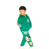Mickey Mouse Çizgi Karakterli Yeşil Kapüşonlu Erkek Çocuk Eşofman Pijama Alt Üst Takımı - 9