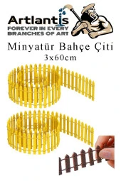 Mini Bahçe Çiti Sarı 3x60cm 2 Adet Dekoratif Minyatir Bahçe Çiti Okul Proje Teraryum Mini Ev Bahçe Çit - 1