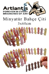 Mini Bahçe Çiti Kırmızı 3x60cm 2 Adet Dekoratif Minyatir Bahçe Çiti Okul Proje Teraryum Mini Ev Bahçe Çit - 1