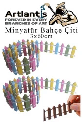 Mini Bahçe Çiti Mavi 3x60cm 2 Adet Dekoratif Minyatir Bahçe Çiti Okul Proje Teraryum Mini Ev Bahçe Çit - 1