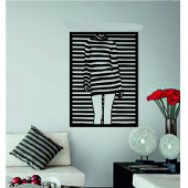 Kadın Figürlü Çizgili Dekoratif Metal Tablo Duvar Aksesuarı thumbnail 1