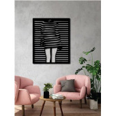 Kadın Figürlü Çizgili Dekoratif Metal Tablo Duvar Aksesuarı thumbnail 3