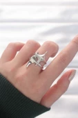 Yıldız Model Silver Renk Ayarlanabilir Yüzük - TJ-BYK3143 thumbnail 1