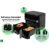 WIAMI KDF-5599DT 9 LT CIFT SEPET AIR FRYER - 2