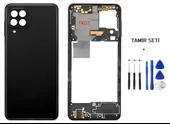 Samsung Galaxy A22  - SM-A225F  4G FULL Kasa Arka Kapak Takım SİYAH - TAMİR SETİ - 1