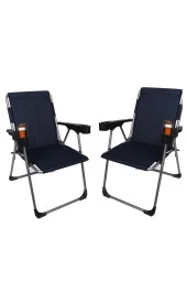 140 Kg Taşima Kapasiteli 2'li Lüks Bardaklıklı Kamp & Piknik Sandalyesi thumbnail 1