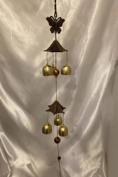 Deprem Zili Rüzgar Çanı Feng Sui 2 Lü Metal Çanlı Kelebek thumbnail 2