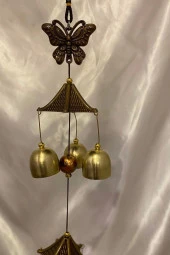 Deprem Zili Rüzgar Çanı Feng Sui 2 Lü Metal Çanlı Kelebek thumbnail 3