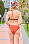 Ruko Maio 24129-3 Taba Desenli Dönmeli Straplez İnce Askılı Bikini - 4