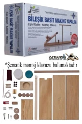 Eğik Düzlem Kaldıraç Makara Bileşik Basit Makine Yapım Seti 1 Paket Okul Deney Fizik Deney Seti 37 Parça - 3