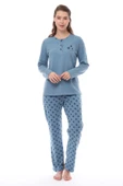 Pijadore 1536 Kadın Üç Düğmeli Pijama Takımı Uzun Kol Büyük Beden - 1