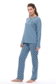 Pijadore 1536 Kadın Üç Düğmeli Pijama Takımı Uzun Kol Büyük Beden - 2