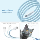 ScHitec 6A 60W Apple İphone 15 ve Üzeri Uyumlu Type-C to Type-C Örgülü Hızlı Data ve Şarj Kablosu Beyaz - 5