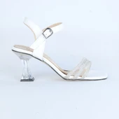 Moda Ayakkabı 01128 Ayışığı 7Cm Topuklu Kadın Sandalet - 5