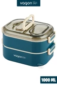 Vagonlife 1000 ML İki Kat Üç Bölme Paslanmaz Çelik Bento Lunch Box Yeni Nesil Sefer Tası-Sos Kaseli Mode - 2