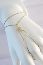 316L Çelik Gold Renk Zirkon Taşlı Kutup Yıldızı Tasarımlı Şahmeran - 2