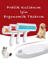 Hazneli Kedi Köpek Evcil Hayvan Kazak Kıyafet Elbise Halı Yatak Tüy Temizleyici Kıl Toz Toplayıcı - 3