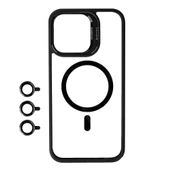 Vendas iPhone 15 Pro Kılıf Magsafe Wireless Şarj Özellikli Standlı Zore Magsafe Klon Lensli Kapak - 2
