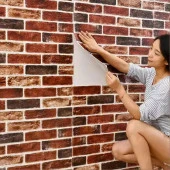 Renkli Duvarlar Kendinden Yapışkanlı Çok Renkli Taş Tuğla Desen Salon Ofis Duvar Kağıdı Paneli 70x35cm 1 Adet W149 thumbnail 4