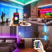 HyMark Tuya Smart Akıllı Şerit LED Bluetooth 5 Metre RGB 16 Milyon Renk Wifi Kumandalı - 2