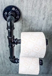 Endüstriyel Tasarım Borulardan Tuvalet Kağıtlığı Retro Tasarım Askılık Vintage Wc Kağıtlığı - 1