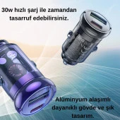 Coofbe PD30W Araç Çakmaklık Şarjı Ve Type-C Şarj Kablosu Type-C Girişli Araç Çakmaklık Hızlı Şarj Aleti - 3