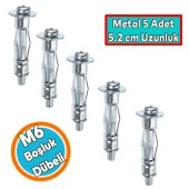 Boşluk Dübel Çelik Alçıpan FRT Tuğla Duvar Bims Paraşüt Dübeli 6x52 Metal 5 Adet - 1