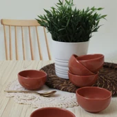 Keramika Kızıl Kahve Bulut Mini Çerezlik / Sosluk 8 Cm 6 Adet 607 - 2