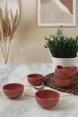 Keramika Kızıl Kahve Bulut Mini Çerezlik / Sosluk 8 Cm 6 Adet 607 - 3