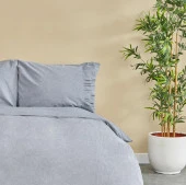 Karacahome Denim Azur Mavi %100 Pamuk Çift Kişilik Nevresim Takımı - 2